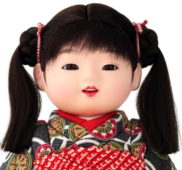 縁起物】22年前の市松人形 正絹着物 1点もの 童人形 にぎりつぶし 