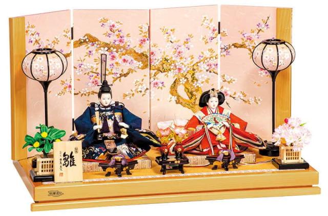 特典付き！ 雛人形 平安豊久作　小芥子 うた　創作雛 親王飾り 雛人形】芥子 刺繍(胡桃色/亜麻色) 金桜 親王飾り〈平安豊久作