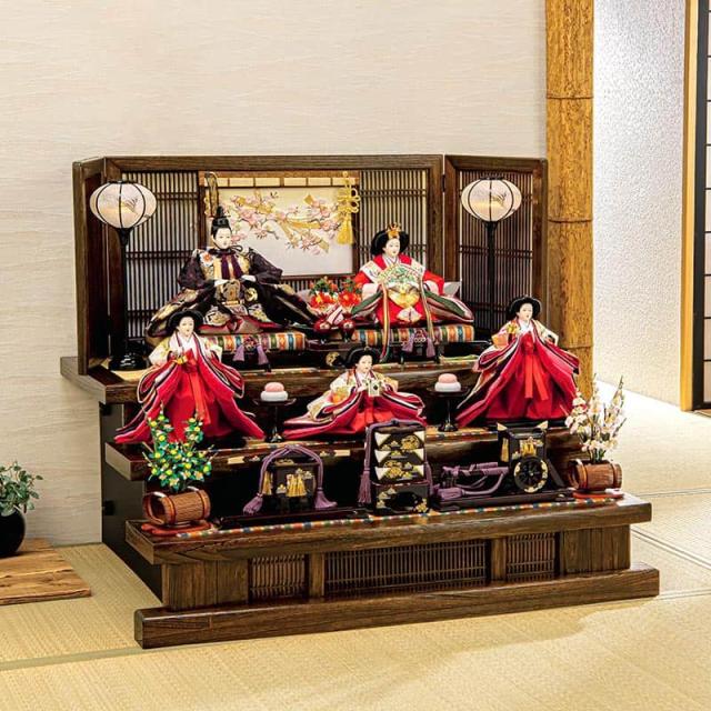 雛人形 平安豊久 ひな人形 三段飾り 五人飾り 環奈 刺繍 十番親王 三五官女揃 【2025年度新作】 h073-mo-303075 HJ-140の通販は