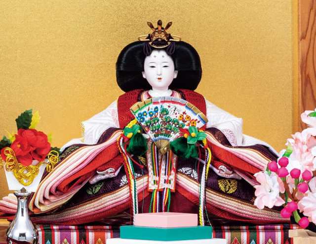 京都西陣伝統柄裂地 ひな飾り 吉徳大光 三段飾り - 年中行事