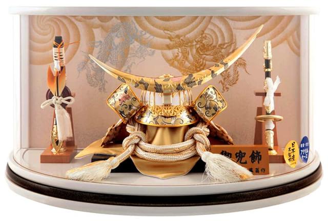 8号 伊達政宗公兜セット 白木収納セット 三曲屏風(青) F831 弓太刀付 五月人形 兜飾り 端午の節句 初節句 お祝い こどもの日 海外土産 コンパクト こだわりの兜 8号 立体大鍬型S802兜セット 白木収納セット 三曲屏風(緑