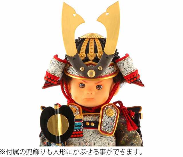 五月人形 子供大将飾り 武者人形 人形単品 鈴甲子雄山作 人形工房 壱三作 壱三式関節人形 わんぱく大将 さだ坊 浅葱糸威 h315-mi-yu-iz-s