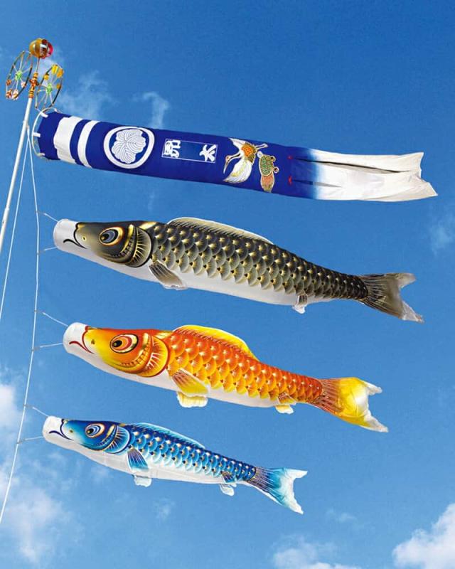 こいのぼり 村上鯉 鯉のぼり 庭園用 4m 8点セット 金彩ロマン 翔龍吹流し 撥水 家紋・名入れ可 mk-105-513 こいのぼり 村上鯉 鯉のぼり 庭園用 4m 8点セット 金太郎付ナイロン