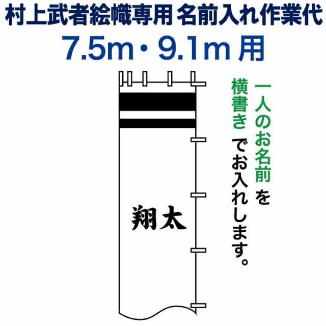 武者絵のぼり 武者幟 節句のぼり 村上鯉 7.5m・9.1m 用 名前入れ 一種 N-B5-9 村上鯉武者絵のぼり専用 名前入れ作業代 mk-kamon-n-b5-9