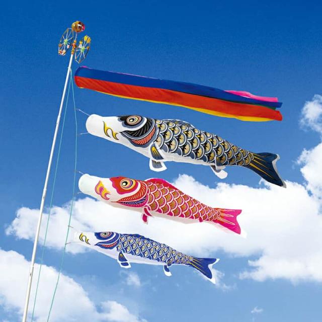 鯉のぼり 庭園用 村上 鯉幟 「ナイロン 3m6点セット 」
