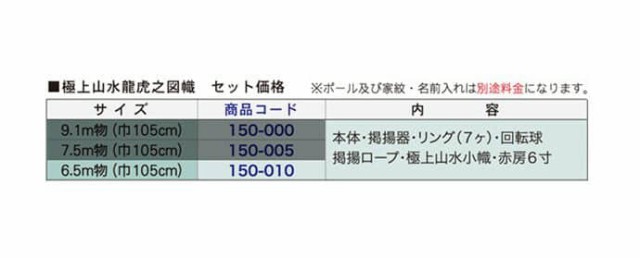 武者絵のぼり 徳永 武者幟 庭園用 6.5mセット 極上山水 龍虎之図幟 撥水加工 家紋・名入れ可能 【2024年度新作】 150-010