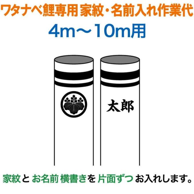 こいのぼり ワタナベ 鯉のぼり 10m〜4m用 家紋1種 名前横書き(片面ずつ) 家紋・名前入れ作業代 【2025年度新作】 wtk-kamon-10-knb