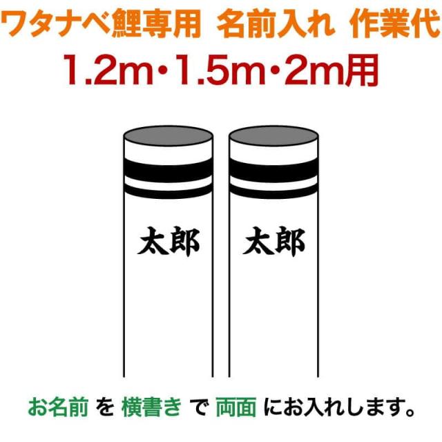 こいのぼり ワタナベ 鯉のぼり 2m〜1.2m用 名前1種(両面)横書き 名前入れ作業代 ワタナベ鯉専用 【2024年度新作】 wtk-kamon-2-nbの通販は 6,990円