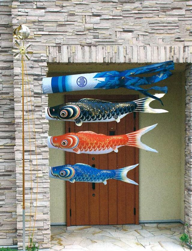 キング印 鯉のぼり 玄関・ベランダ用 スタンドセット（水袋） ポールフルセット 2m鯉3匹 ニューサテンゴールド キング印 鯉のぼり 玄関・ベランダ用 スタンドセット（水袋） ポール