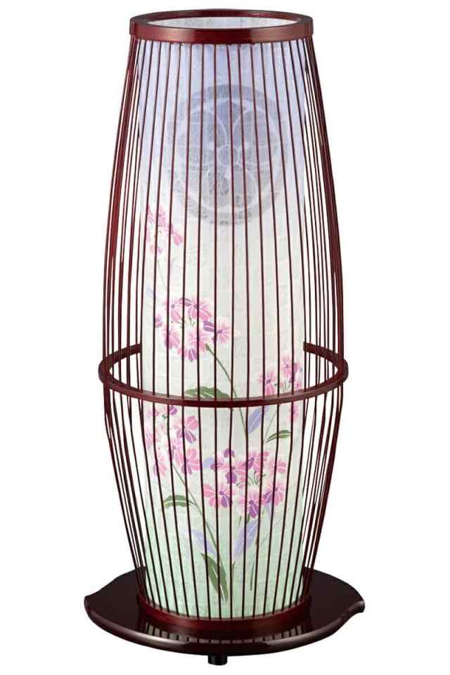 盆提灯 創作提灯 紋入 京竹 21号 タメ 桜草 クリア絵柄風車付