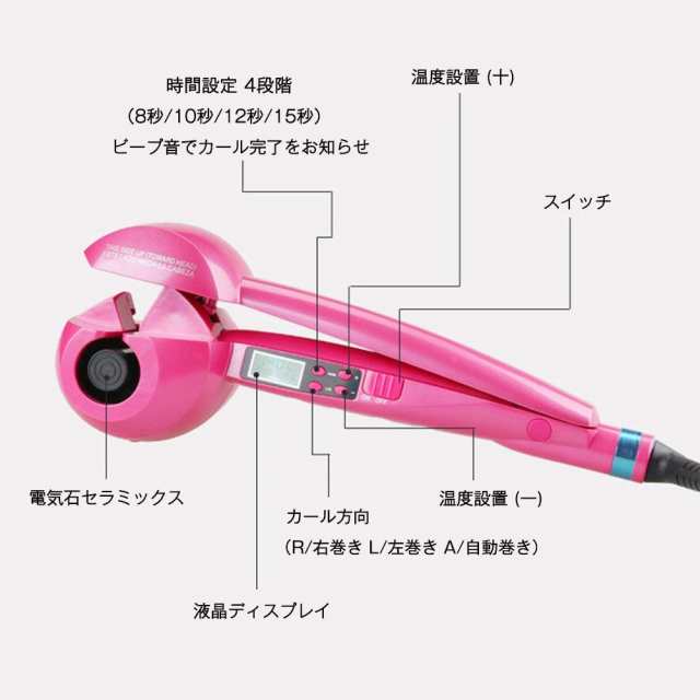 期間限定価格 ヘアアイロン 自動カールアイロン 髪を挟んで握るだけ 不器用さんでも簡単にできます 日本語説明書付き の通販はau Pay マーケット Bayomall