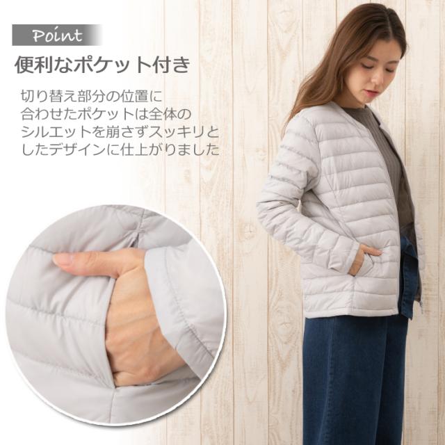 軽量 ダウンジャケット レディース インナーダウン ノーカラージャケット ポケッタブル ブルゾン ウィンドブレーカー 薄手 防寒着の通販はau Pay マーケット Lily Bell リリーベル