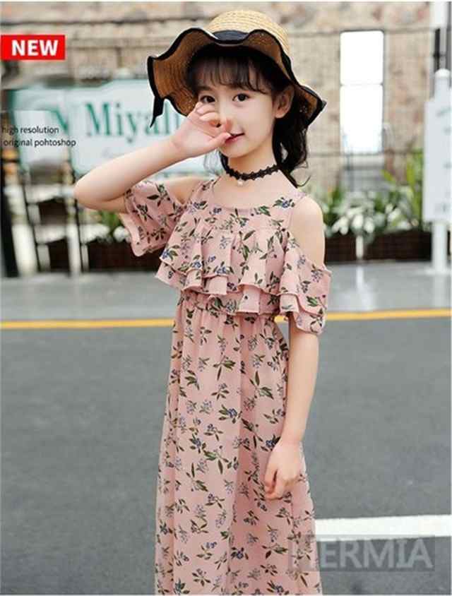 子供服 女の子 夏服 シフォンワンピース ワンピース キッズ 花柄 子ども服 肩出し シフォン ガールズ ジュニア 夏 お出かけ 可愛い カジの通販はau Pay マーケット Hermia