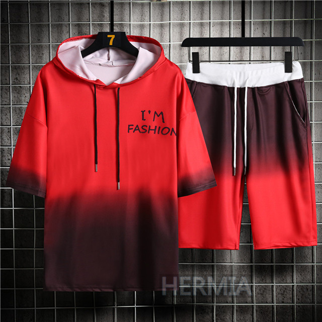 上下セット メンズ ジャージ 切り替え セットアップ おしゃれ 半袖パーカー 半ズボン 涼しい カジュアル 夏の通販はau Pay マーケット Hermia