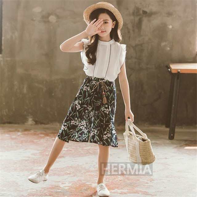 子供服 セットアップ 夏 女の子 キッズ 韓国子供服 上下セット シフォン トップス ノースリーブ ボトムス ガウチョパンツ 花柄 可愛い おの通販はau Pay マーケット Hermia