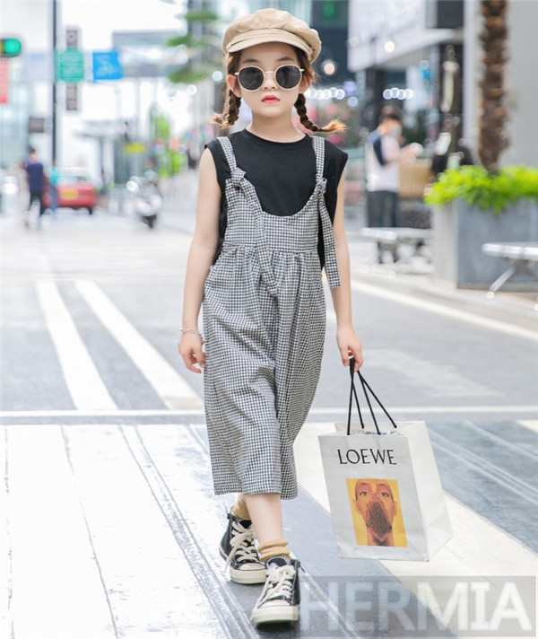 子供服 セットアップ キッズ 女の子 夏 2点セット 上下セット Tシャツ 半袖 ガウチョパンツ サロペット チェック柄 ジュニア おしゃれ 可の通販はau Pay マーケット Hermia