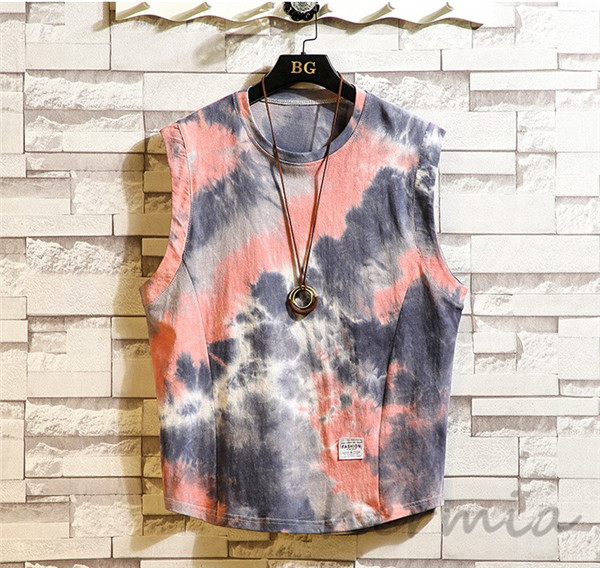 ノースリーブ メンズ 夏服 ビッグシルエット タイダイ 染め ゆったり タンクトップ クルーネック 涼しいの通販はau Pay マーケット Hermia