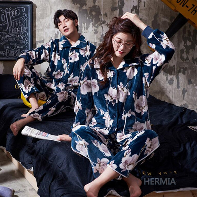 パジャマ カップル ペアルック パジャマ モコモコ 前開 パジャマ 花柄 上下セット秋冬 ルームウェア フランネルパジャマ ふわモコ 冬用 の通販はau Pay マーケット Hermia