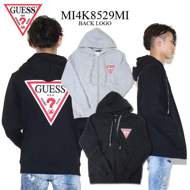 超目玉枠 ゲス Guess ロゴ 裏起毛 パーカー フルジップ 袖プリント パーカー Albinofoundation Org