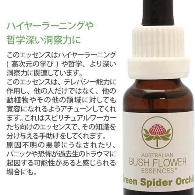 グリーンスパイダーオーキッド オーストラリアンブッシュ シングルエッセンスの通販はau PAY マーケット - フラワーエッセンスのAsatsuyu