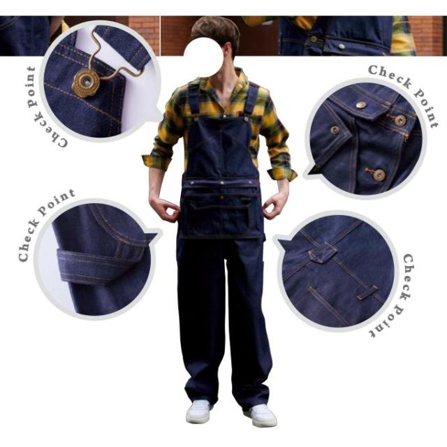 クレヒフク 1850 エプロンサロペット 作業服 KURE デニム 日本製国産デニム使用 着脱可能エプロン付き (すそ直しできます)_3