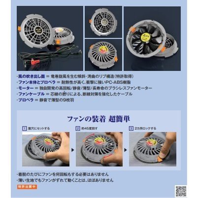 (2021年モデル) 空調服 トルネードラカン ファンバッテリーセット FS3-500 日新被服 TORNADO RAKAN