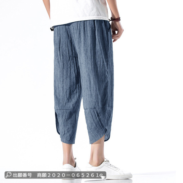 最安挑戦 夏新作 新作 送料無料 メンズサルエルパンツ クロップドパンツ 綿麻 リネン ボトムス 薄手 快適 カジュアル ゆったり アイスシルク 冷感 薄手 ルームウェア カジュアルパンツ 大きいサイズ 赤字覚悟 送料無料 メンズサルエルパンツ クロップドパンツ 綿麻