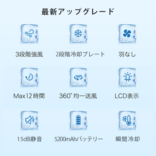 最安挑戦 『数量限定』売り尽くし 送料無料 首掛け扇風機 ネッククーラー 冷却プレート 半導体冷却 人間工学設計 羽根なし 静音 軽量 接触冷感 首に負担軽減 12h連続送風 3段階風量調節 羽なし くびかけ扇風機 携帯扇風機 5200mAh_2