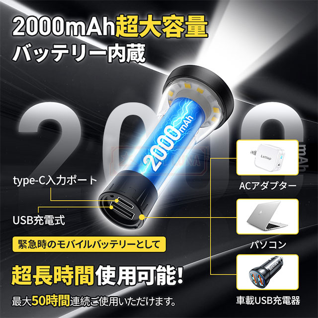 最安挑戦 春新作 送料無料 新作 ランタン 充電式 ledランタン 懐中電灯 キャンプライト USB Type-C 調節可能 ミニ三脚付 マグネット式 キャンプランタン アウトドア ミニランタン 小型 防災 防水 2000mAh LEDランタン_4