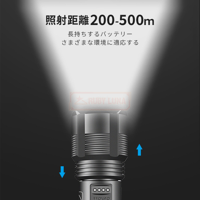 最安挑戦 春新作 送料無料 新作 懐中電灯 led USB充電式 超強力 ハンディライト 6100LM 超高輝度 ledライト キャンプ用品 照射距離200m 5モード IPX6防水 フラッシュライト 小型 軍用 停電 地震対策 アウトドア_5