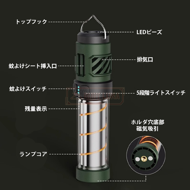 最安挑戦 春新作 送料無料 新作 LEDライト 充電式 ledランタン アウトドア キャンプ 懐中電灯 蚊除けランタン 軽量 防水 小型 ハンディライト 吊り下げ 屋外 釣り 登山 野外 明るい 停電 高輝度 防災グッズ 蚊虫防止 蚊取り 虫対策_13