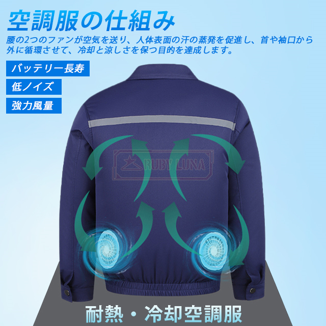 赤字覚悟 送料無料 空調服 作業着 ファン付き作業服 長袖 ファン2個