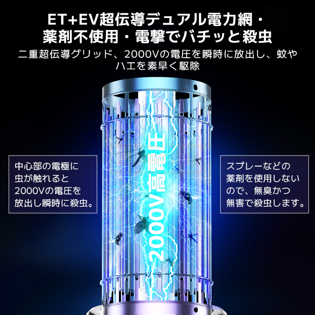 最安挑戦 春新作 送料無料 新作 電撃殺虫器 蚊取り器 虫よけ 虫除け 蚊 コバエ ハエ 電気 UV光源誘引式虫捕り器 殺虫 ライト 虫対策 駆除 避け 静音 強力 安全 安心 薬剤不要 無害 夏 吊り下げ 置き型 アウトドア キャンプ 屋内 屋外_4
