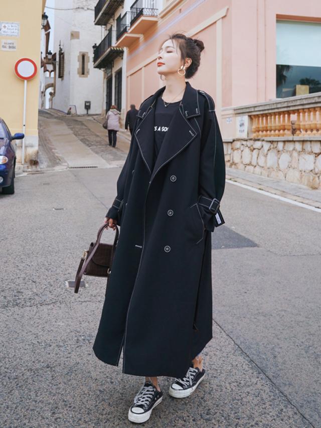 トレンチコート レディース 冬ロング丈 無地 ゆったり カジュアル シンプル 通勤 スプリングコート アウター 黒 代30代40代50代 Aライの通販はau Pay マーケット ｔｏｐｓ