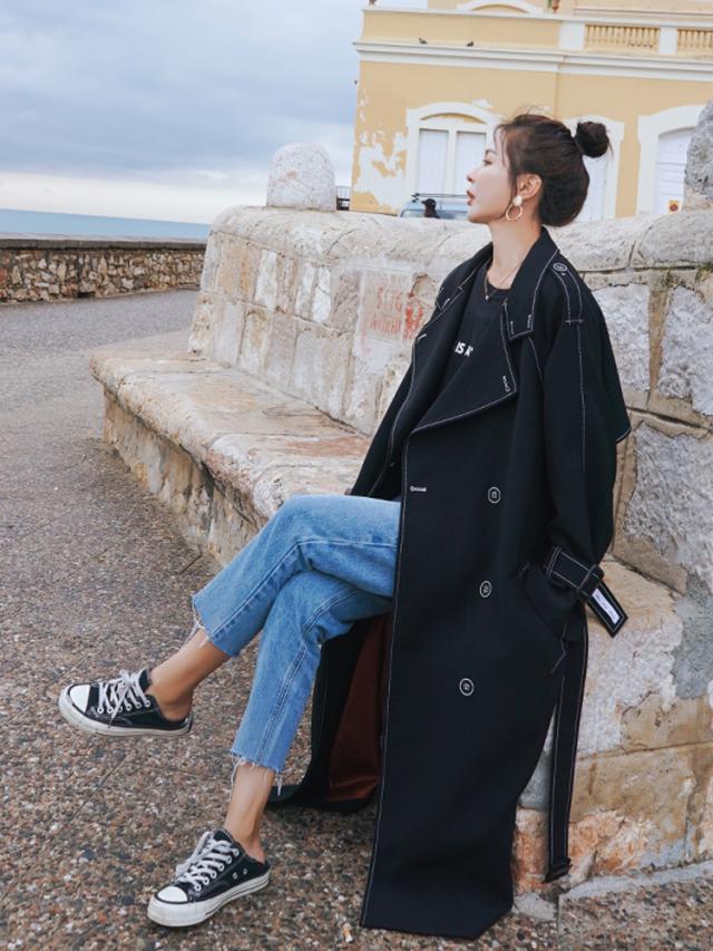 トレンチコート レディース 冬ロング丈 無地 ゆったり カジュアル シンプル 通勤 スプリングコート アウター 黒 代30代40代50代 Aライの通販はau Pay マーケット ｔｏｐｓ