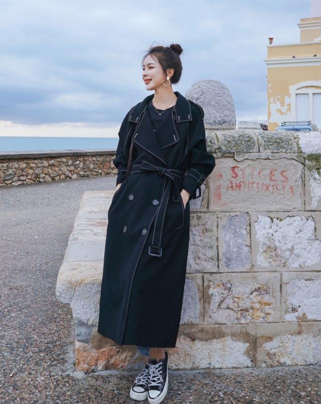 トレンチコート レディース 冬ロング丈 無地 ゆったり カジュアル シンプル 通勤 スプリングコート アウター 黒 代30代40代50代 Aライの通販はau Pay マーケット ｔｏｐｓ