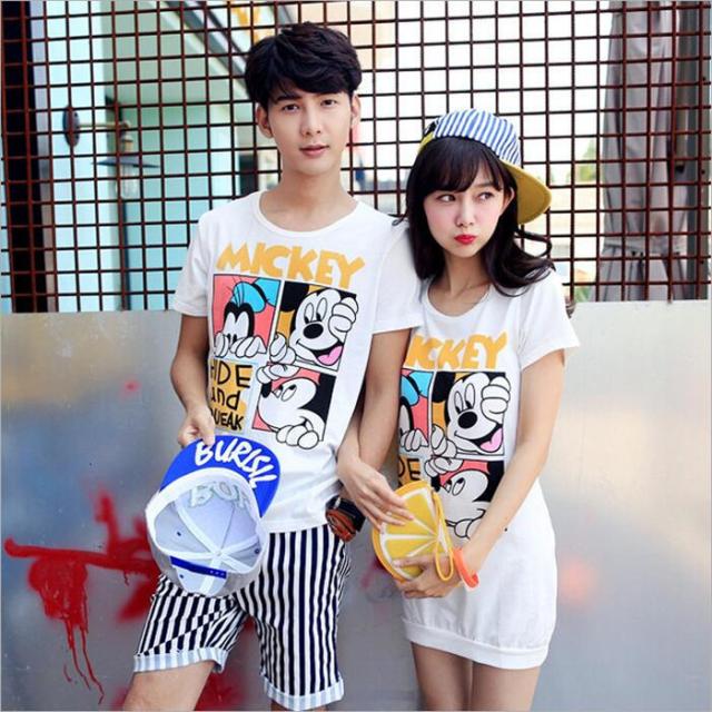 ディズニー Tシャツ Disney ペアルック Mickey カップル ティーシャツ 恋人 半袖 トップス レディース ワンピース お揃い T Shirt の通販はau Pay マーケット Top S