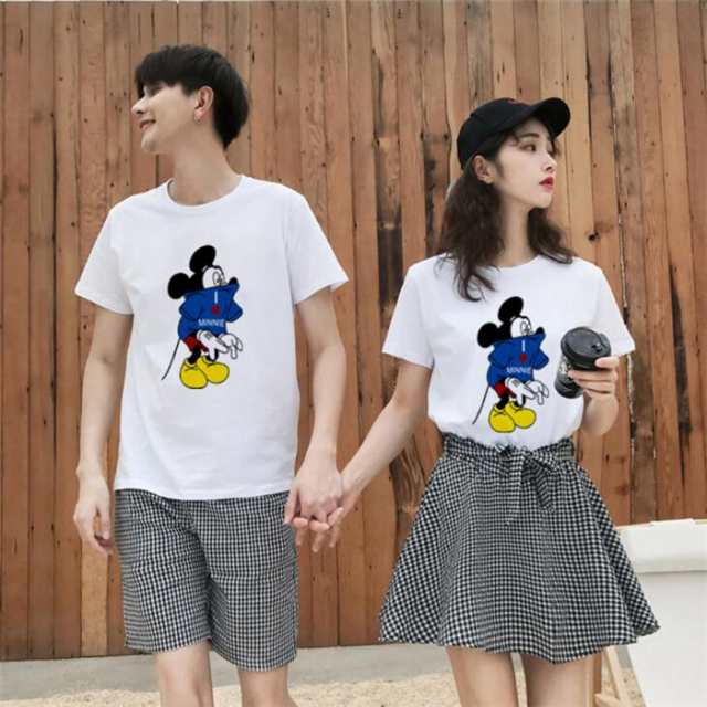 新作 ミッキー Tシャツ ディズニー Tシャツ Disney ペアルック カップル 半袖 カットソー 恋人 トップス カジュアル 男女兼用 お揃い T の通販はau Pay マーケット Top S