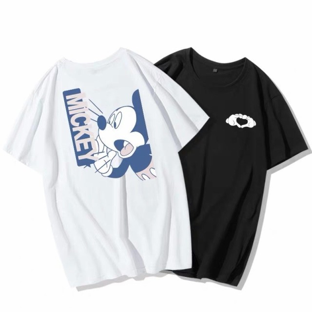 新作 ミッキー Tシャツ ディズニー Tシャツ Disney ペアルック カップル 半袖 カットソー 恋人 トップス カジュアル 男女兼用 お揃い T の通販はau Pay マーケット Top S