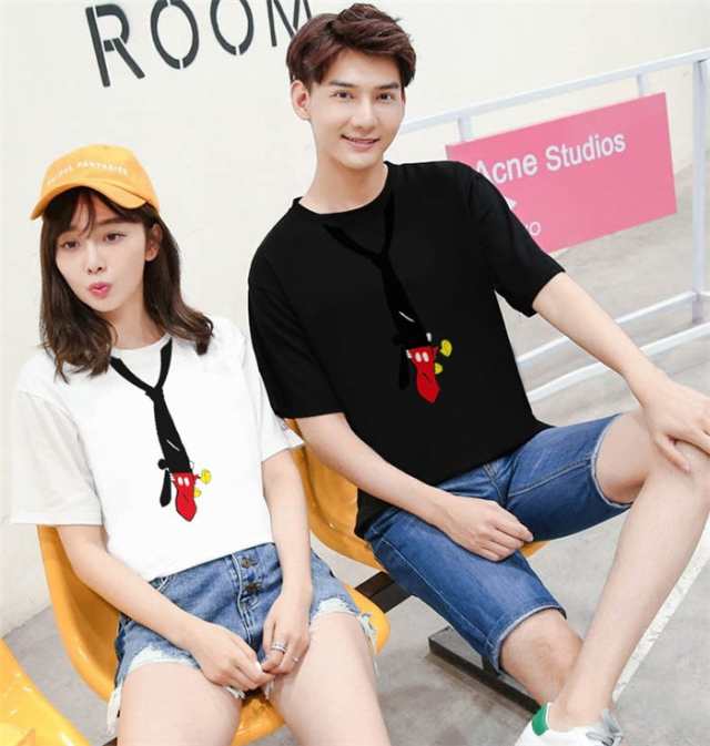 ミッキー ディズニー Tシャツ Disney ペアルック カップル ティーシャツ 半袖tシャツ トップス カジュアル 男女兼用 お揃い T Shirt の通販はau Pay マーケット Top S