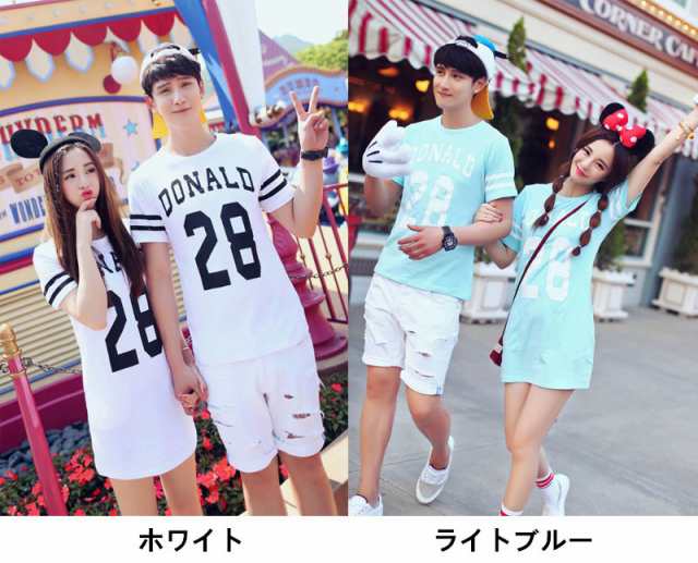 T Shirt Disney ディズニー ペアルック カップル Tシャツ トップス ｔシャツワンピースドナルドダック柄 半袖 夏 夫婦 お揃い の通販はau Pay マーケット Fashion Trade