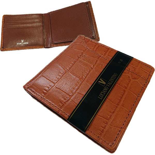 LUCIANO VALENTINO 短財布 クロコ型押 カードスライダー
