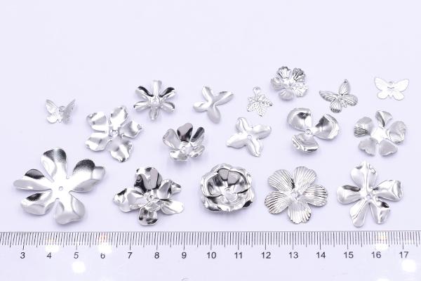 メタルパーツ Mix ロジウム 花座 チャーム 花 リーフ 蝶 ランダム 18種類 約g の通販はau Pay マーケット Beads Parts