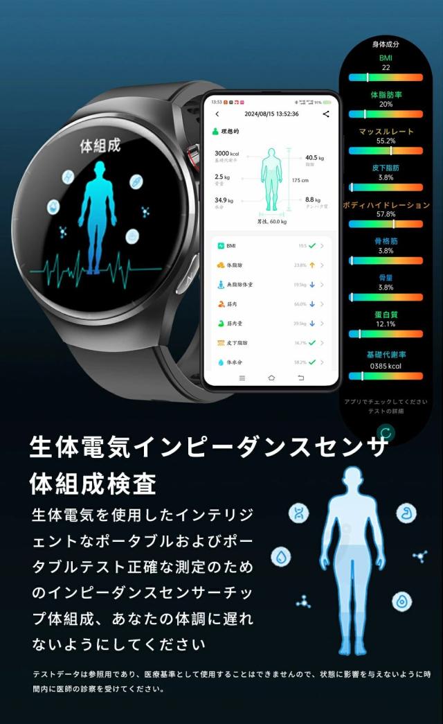 【大特価】スマートウォッチ 心臓の鼓動・血中O・お休み・健康状態保護すること 1.55in IP67雨合羽 電話を掛ける・着信告げ知らせる 歩数計・運動すること流行り物 まさかの時・傾倒目ざまし時計 iPhone/Android相応う 日本製