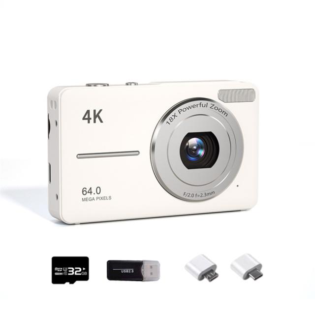 【10%超還元セレクト】デジタルカメラ デジカメ 4K 18倍デジタルズーム トイカメラ 6400万画素 カメラ 2.4インチ オートフォーカス 高画質 持ち運び 子供向け_1