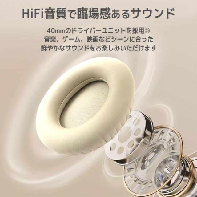 ワイヤレスヘッドホン ノイズキャンセリング Bluetooth5.3 ヘッドセット HiFi高音質 クリア通話 マイク内蔵 ゲーミングイヤホン_11