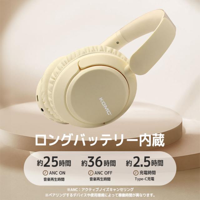 ワイヤレスヘッドホン ノイズキャンセリング Bluetooth5.3 ヘッドセット HiFi高音質 クリア通話 マイク内蔵 ゲーミングイヤホン_5