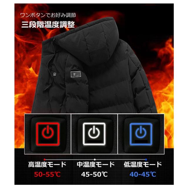 【10%超還元セレクト】電熱ジャケット ヒーター付き 電熱ウェア 長袖 ワークマン USB 3段階温度調節 4箇所発熱 暖房ジャケット 男女兼用 冬 防寒対策 アウトドア バイク 大きいサイズ