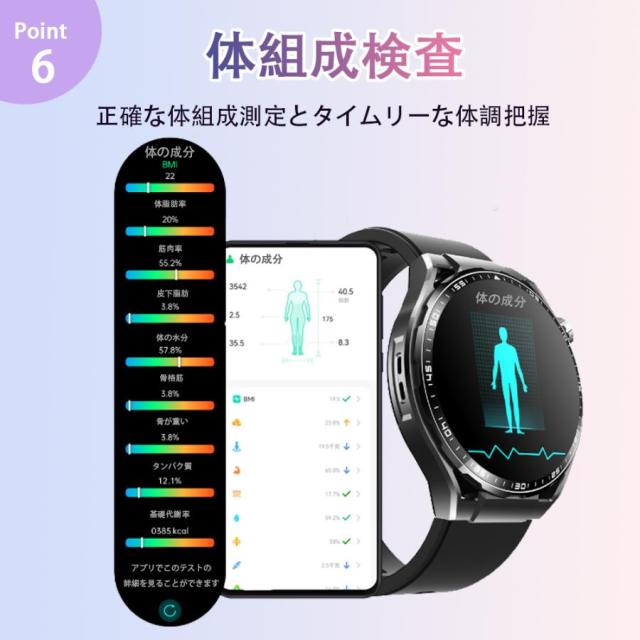 【大特価】【10%超還元セレクト】【爆買】スマートウォッチ 医療レベル「健康- 血液成分 体組成分析」通話機能 ECG心電図 血中脂質 尿酸 血圧 心拍数 血中酸素 体温 睡眠管理 日本製センサー_14