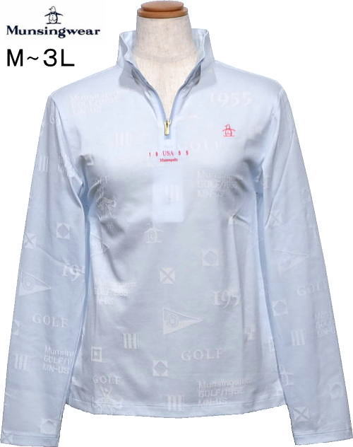 【未使用】マンシングウェア　munsingwear ハーフジップMレディース白黒 マンシングウェア MUNSINGWEAR スポーツ ウエア ゴルフ パーカー プル
